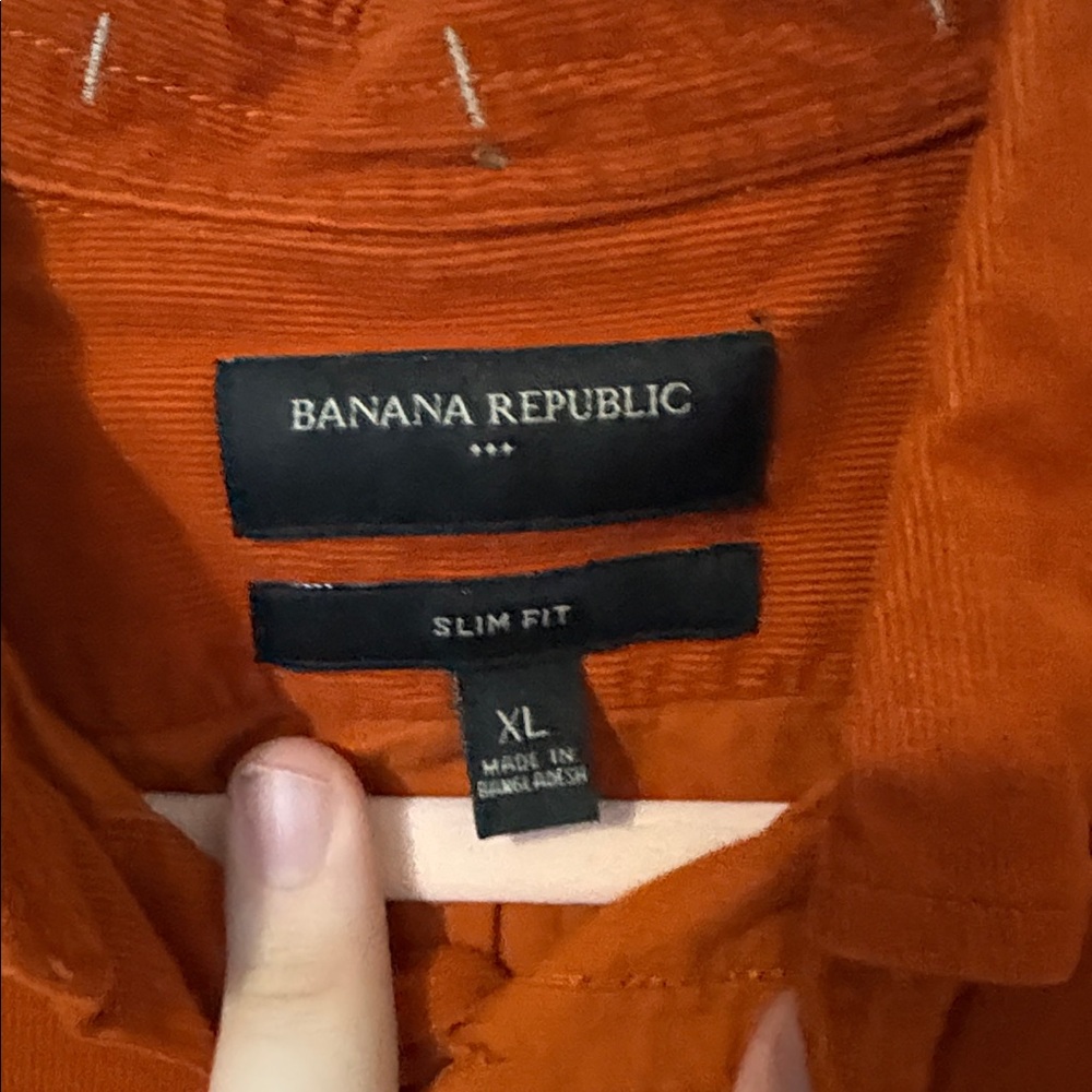 Banana Republic Men's Orange Button-Down Corduroy Shirt - Picture 2 of 4